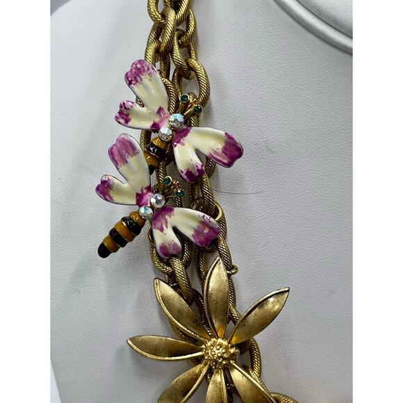 Banana Republic Vintage Floral Dragonfly Enamel‎ Rhinestone 
Necklace - Picture 7 of 13